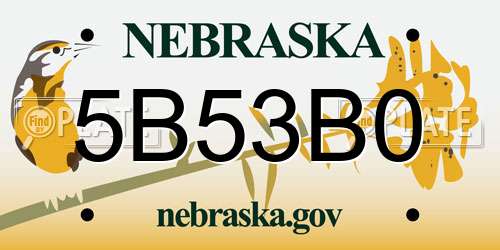 5B53B0 Nebraska License Plate