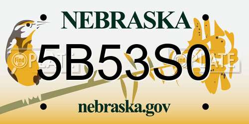 5B53S0 Nebraska License Plate