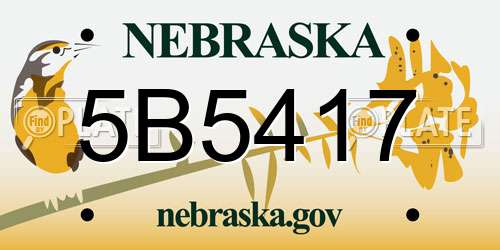 5B5417 Nebraska License Plate