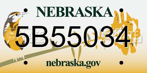 5B55034 Nebraska License Plate