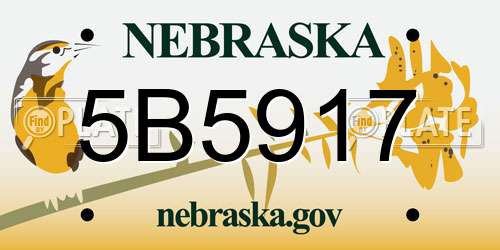 5B5917 Nebraska License Plate