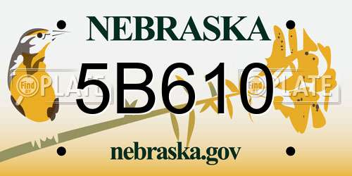 5B610 Nebraska License Plate