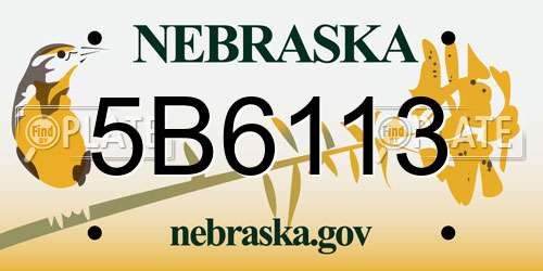 5B6113 Nebraska License Plate