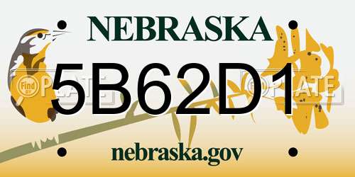 5B62D1 Nebraska License Plate