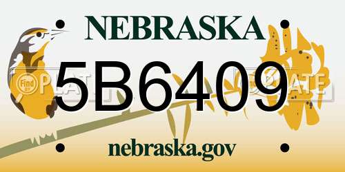 5B6409 Nebraska License Plate