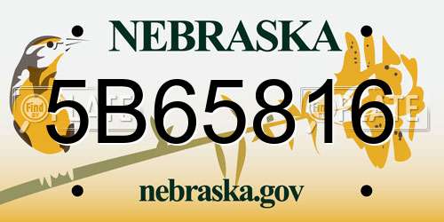 5B65816 Nebraska License Plate