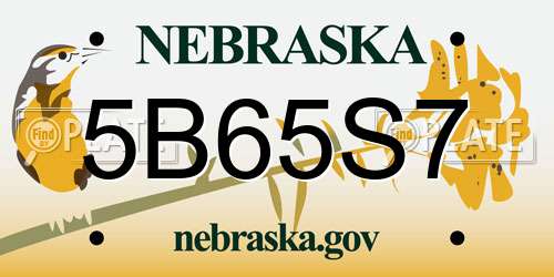 5B65S7 Nebraska License Plate