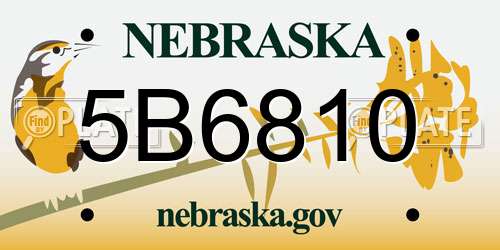 5B6810 Nebraska License Plate