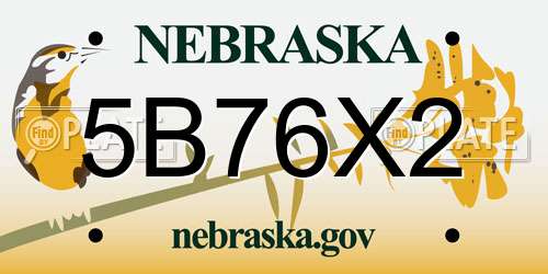 5B76X2 Nebraska License Plate