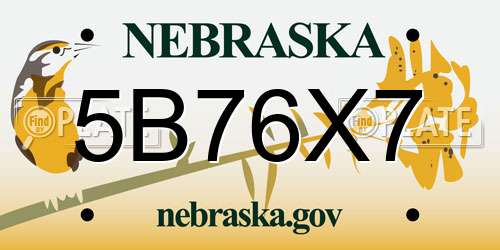 5B76X7 Nebraska License Plate