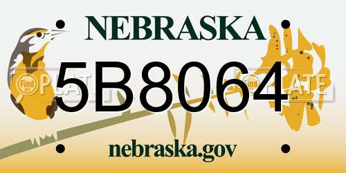 5B8064 Nebraska License Plate