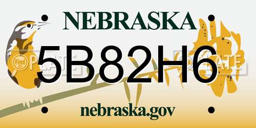 5B82H6 Nebraska License Plate