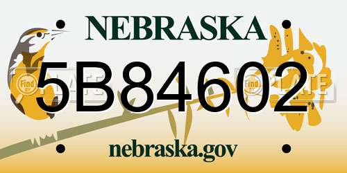 5B84602 Nebraska License Plate