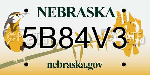 5B84V3 Nebraska License Plate