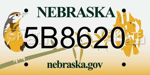 5B8620 Nebraska License Plate