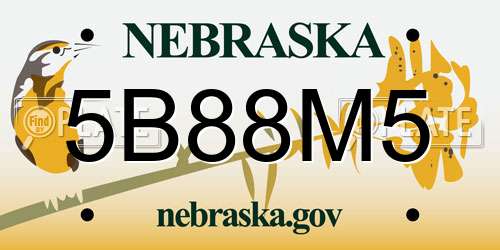 5B88M5 Nebraska License Plate