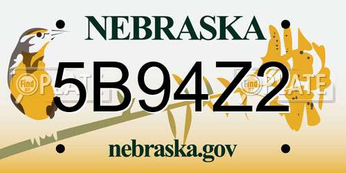 5B94Z2 Nebraska License Plate