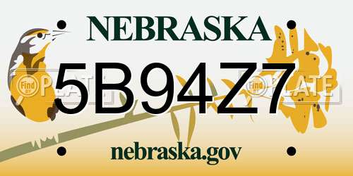 5B94Z7 Nebraska License Plate