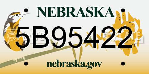 5B95422 Nebraska License Plate
