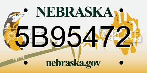 5B95472 Nebraska License Plate