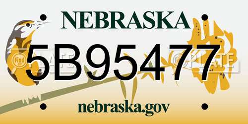 5B95477 Nebraska License Plate