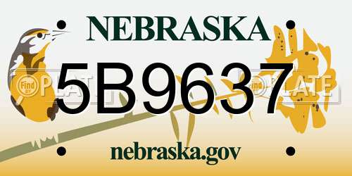 5B9637 Nebraska License Plate