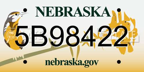 5B98422 Nebraska License Plate