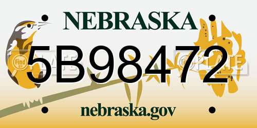 5B98472 Nebraska License Plate