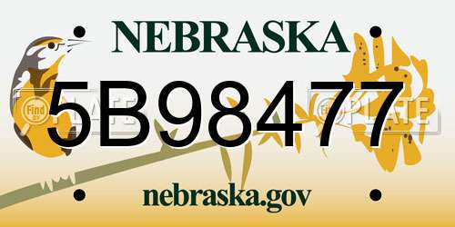 5B98477 Nebraska License Plate