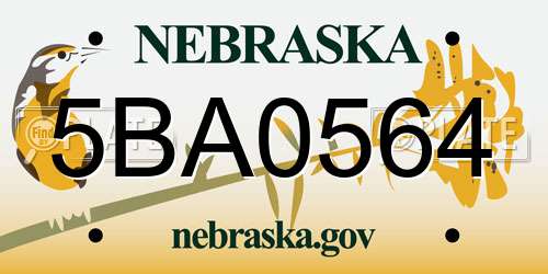 5BA0564 Nebraska License Plate