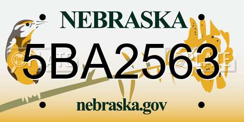 5BA2563 Nebraska License Plate