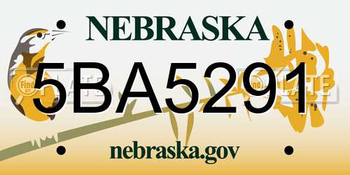 5BA5291 Nebraska License Plate