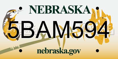 5BAM594 Nebraska License Plate