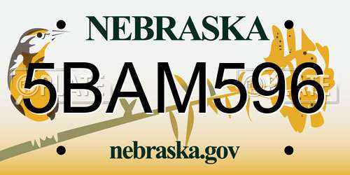 5BAM596 Nebraska License Plate