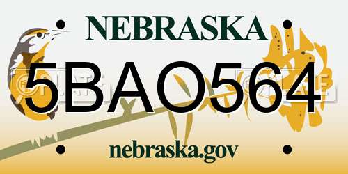 5BAO564 Nebraska License Plate