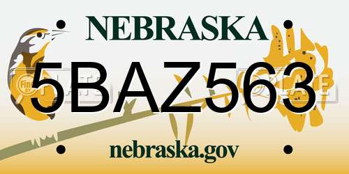5BAZ563 Nebraska License Plate