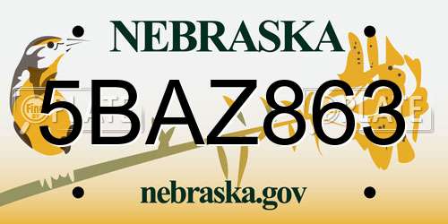 5BAZ863 Nebraska License Plate