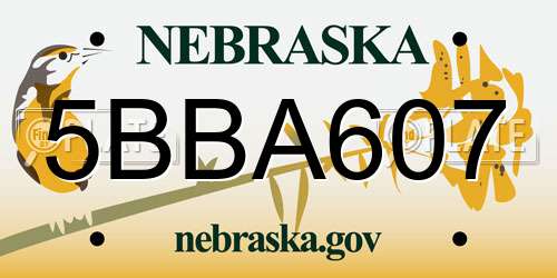 5BBA607 Nebraska License Plate
