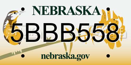 5BBB558 Nebraska License Plate