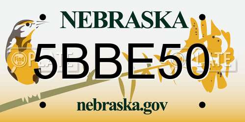 5BBE50 Nebraska License Plate