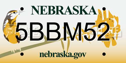 5BBM52 Nebraska License Plate