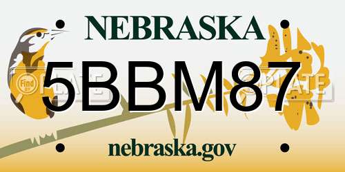 5BBM87 Nebraska License Plate