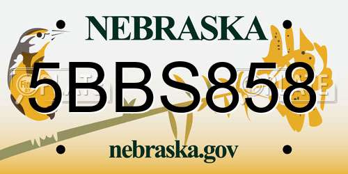 5BBS858 Nebraska License Plate