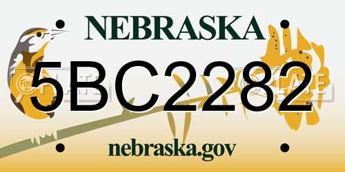 5BC2282 Nebraska License Plate