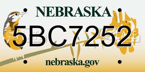 5BC7252 Nebraska License Plate