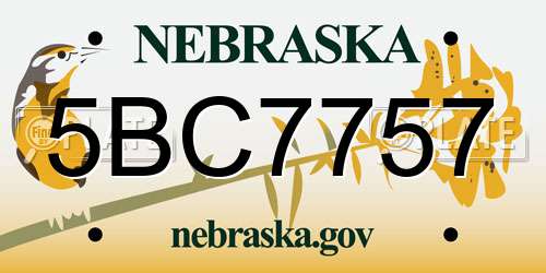 5BC7757 Nebraska License Plate