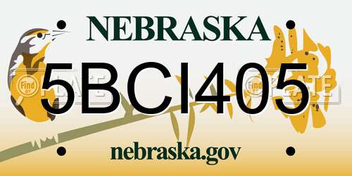 5BCI405 Nebraska License Plate
