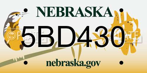 5BD430 Nebraska License Plate