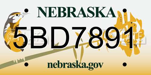 5BD7891 Nebraska License Plate