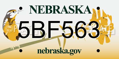 5BF563 Nebraska License Plate